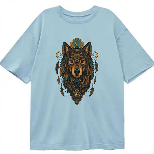Retro 80s Wolf  - Classic T-shirt - Light Blue