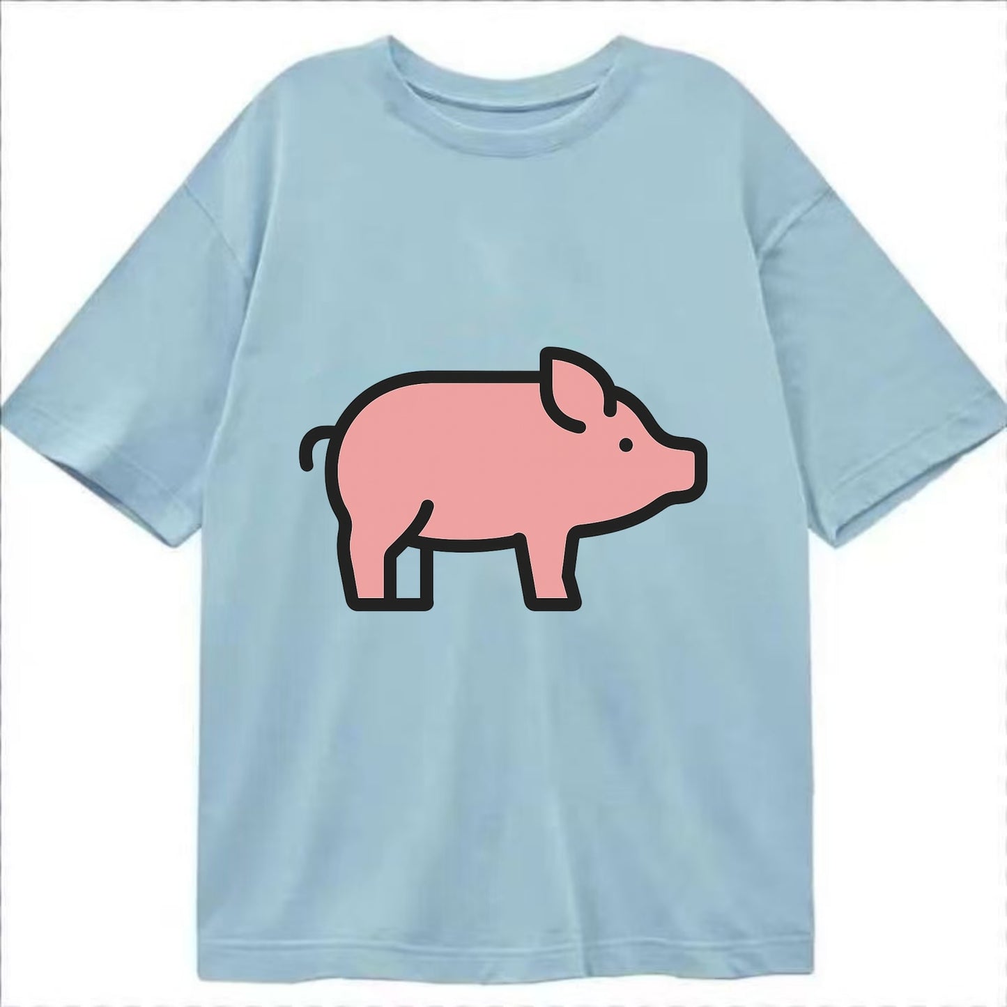Pig - Pink farm pig flat side profile - Classic T-shirt - Light Blue