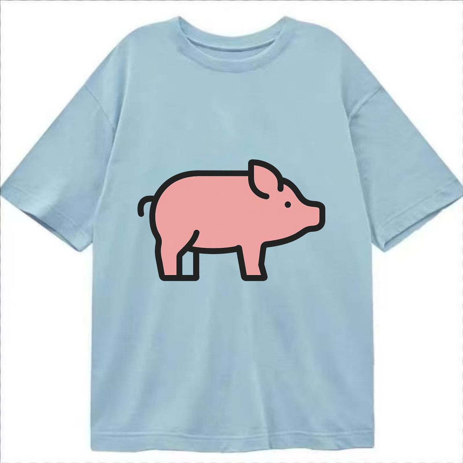 Pig - Pink farm pig flat side profile - Classic T-shirt - Light Blue