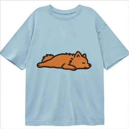Pomeranian - Orange fluffy fully relaxed Classic T-shirt - Light Blue