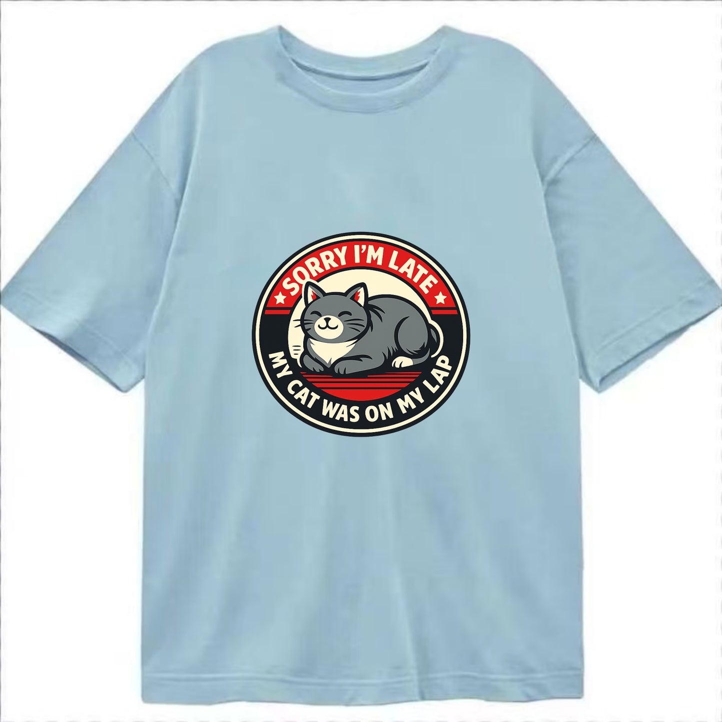 Charming Cat Loaf Excuse Emblem - Classic T-shirt - Light Blue