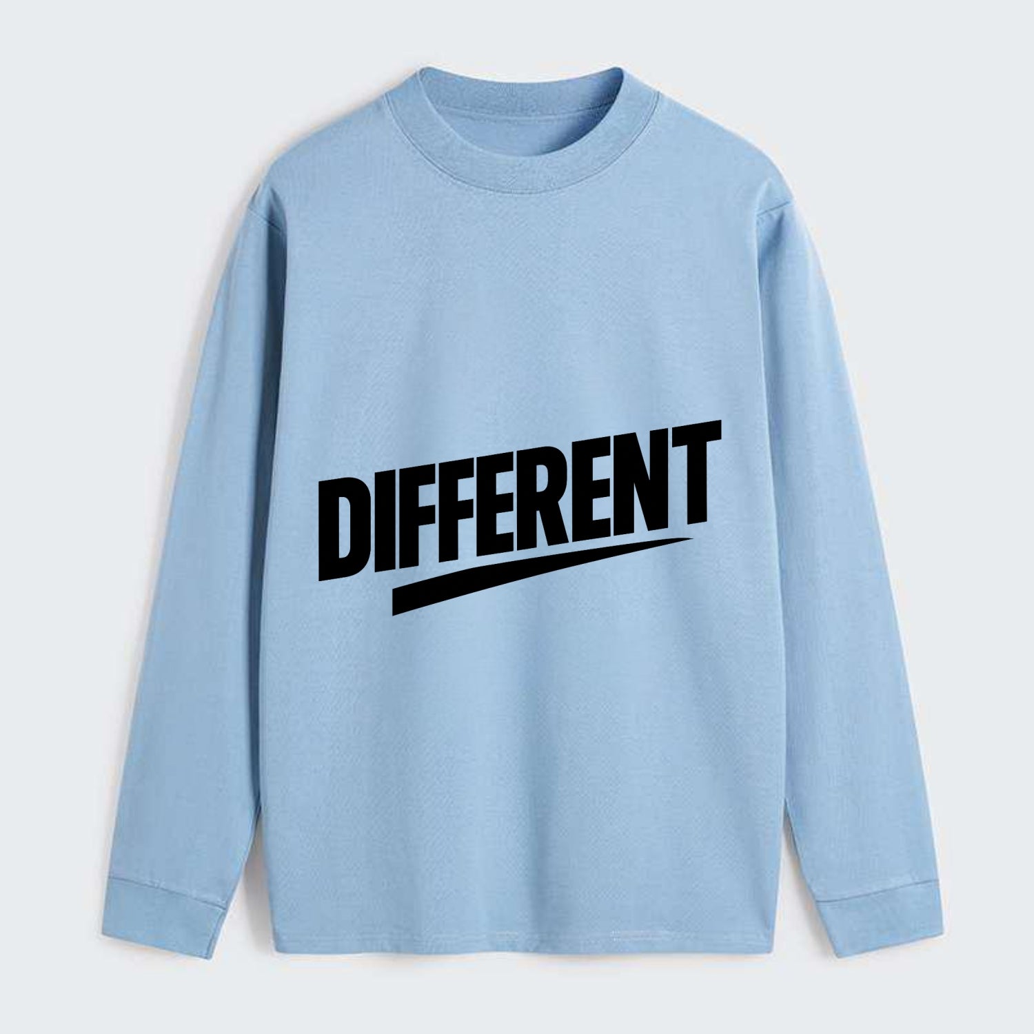 Bold typography design - "DIFFERENT" - standing out, not following crowd - Classic Long Sleeve Shirt - Light Blue