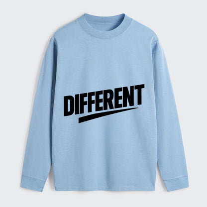 Bold typography design - "DIFFERENT" - standing out, not following crowd - Classic Long Sleeve Shirt - Light Blue