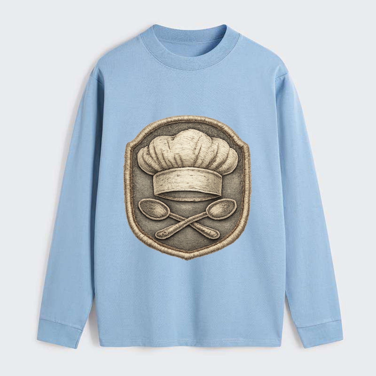 COOKING CHEF HAT - toque blanche with crossed spoons in white and - Classic Long Sleeve Shirt - Light Blue