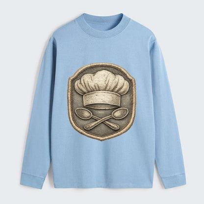 COOKING CHEF HAT - toque blanche with crossed spoons in white and - Classic Long Sleeve Shirt - Light Blue