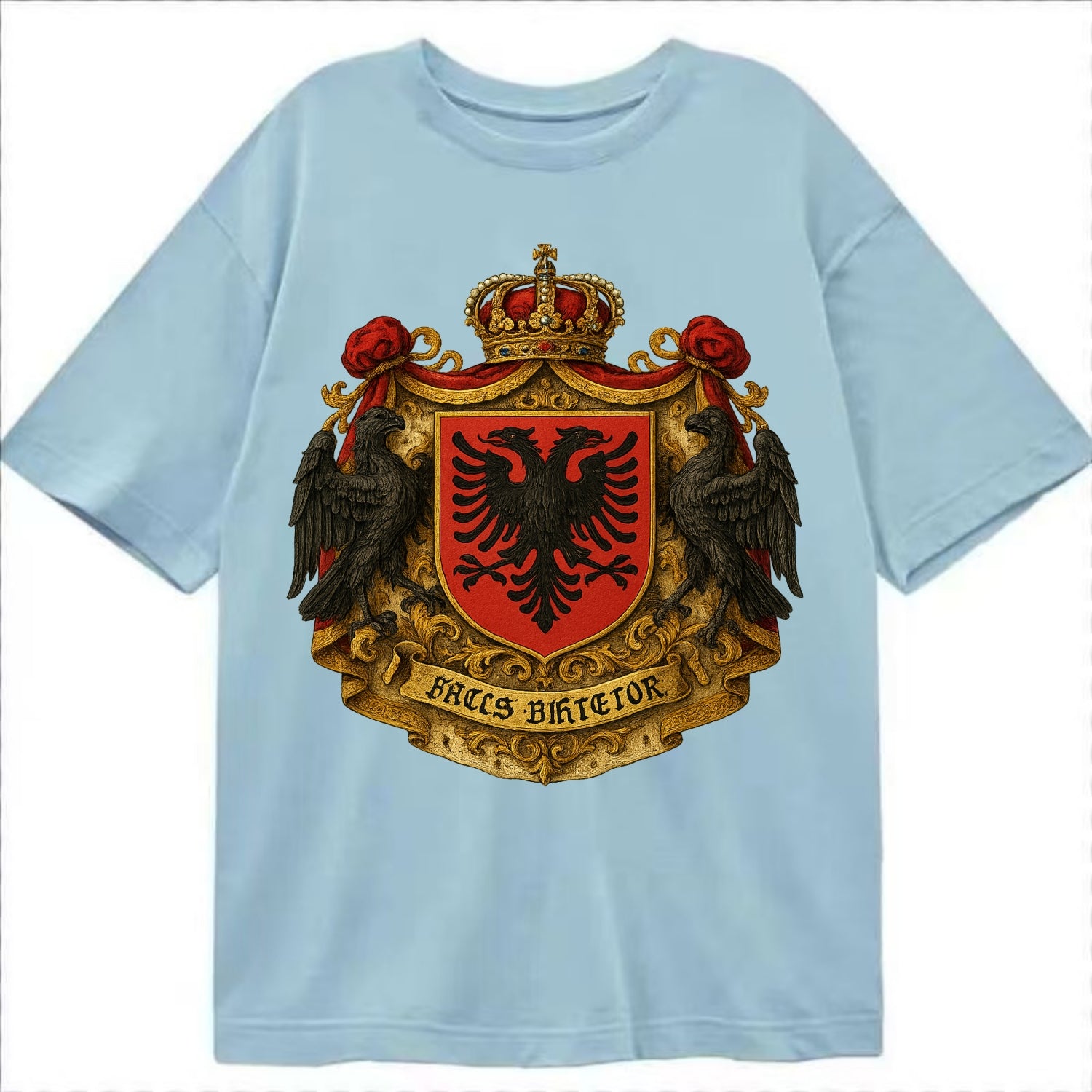 Albania Double Eagle Emblem  - Classic T-shirt - Light Blue