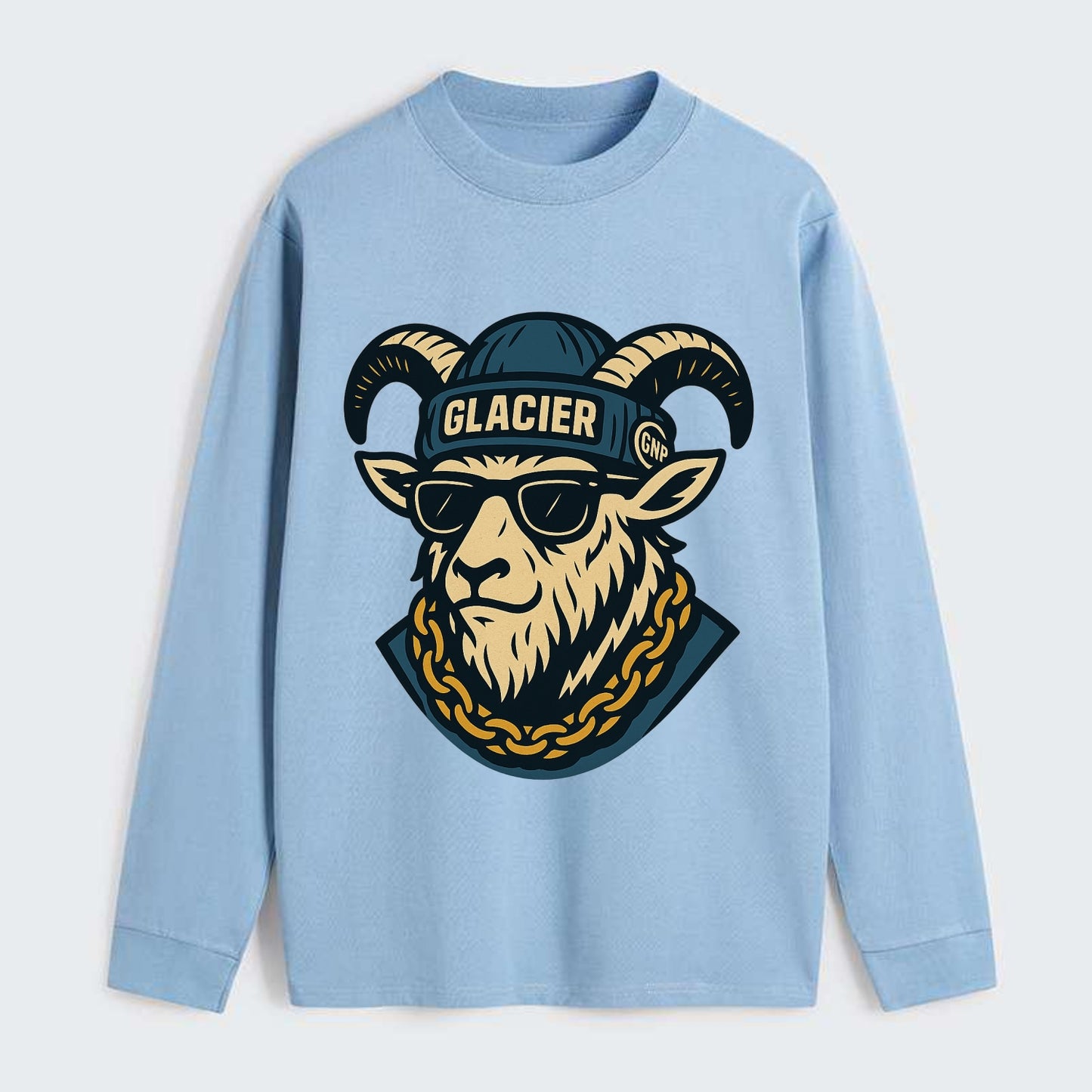 Glacier Mountain Goat - Classic Long Sleeve Shirt - Light Blue