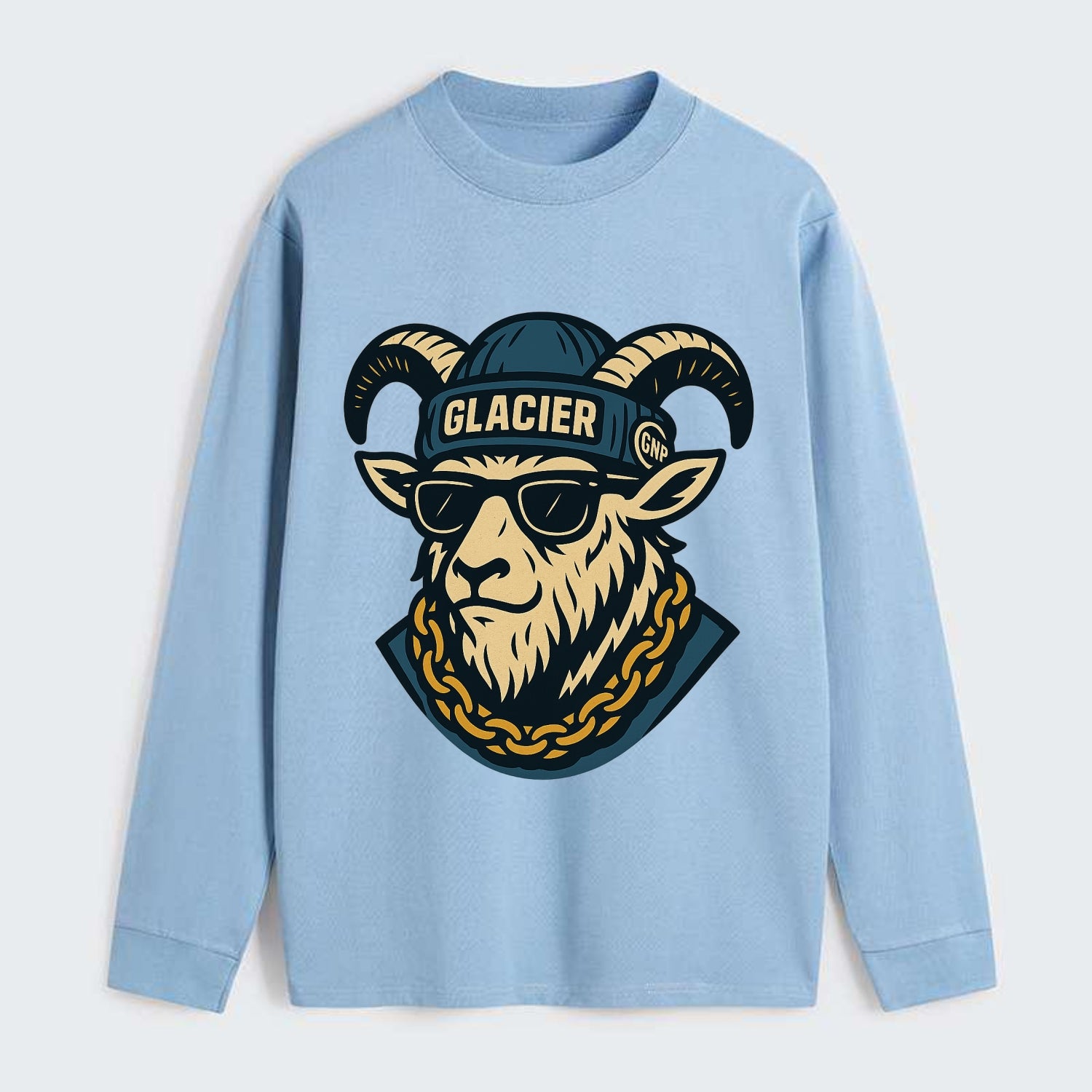 Glacier Mountain Goat - Classic Long Sleeve Shirt - Light Blue