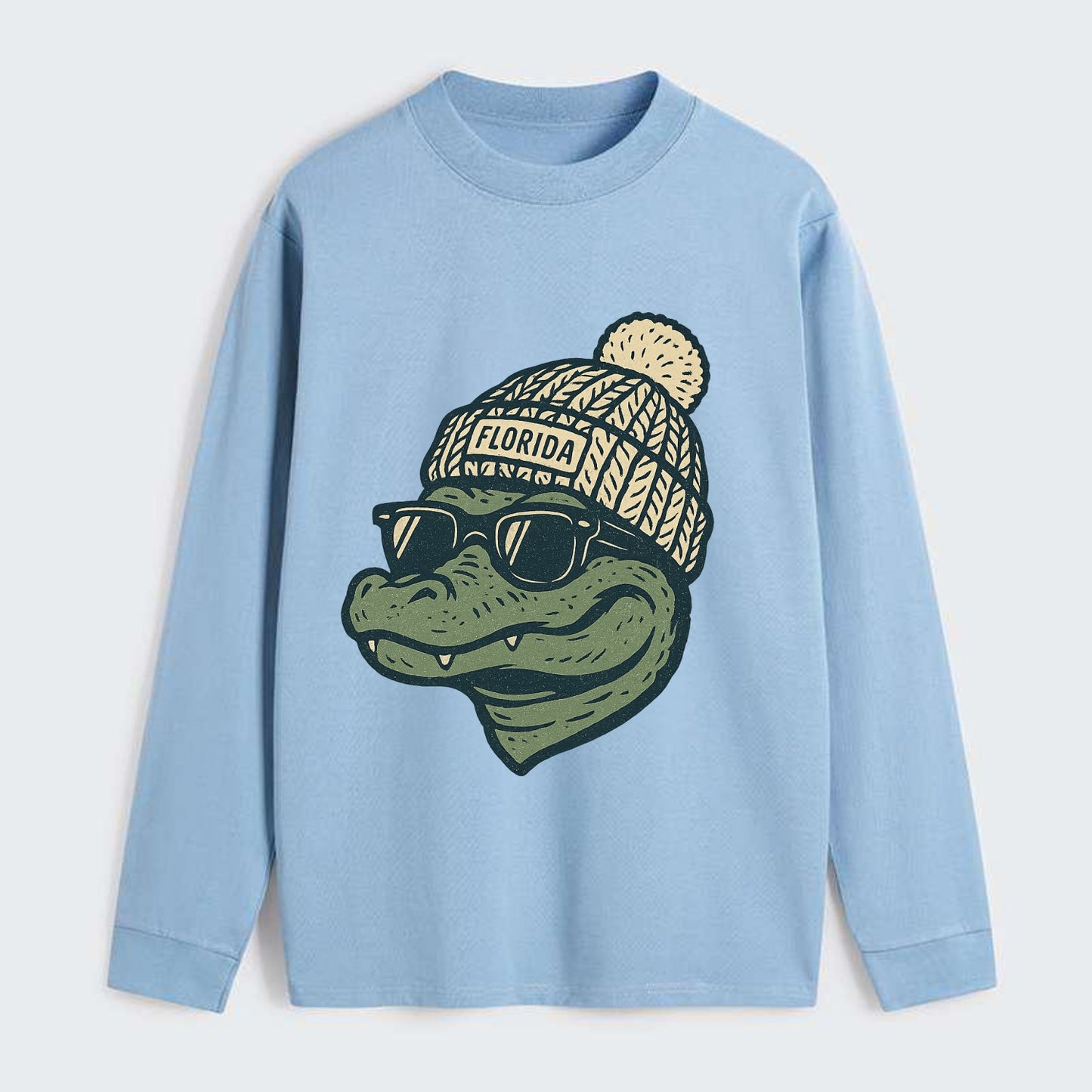 Gainesville Gator wearing Florida beanie - Classic Long Sleeve Shirt - Light Blue