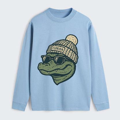 Gainesville Gator wearing Florida beanie - Classic Long Sleeve Shirt - Light Blue