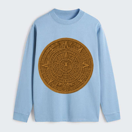 Aztec Calendar  - Classic Long Sleeve Shirt - Light Blue