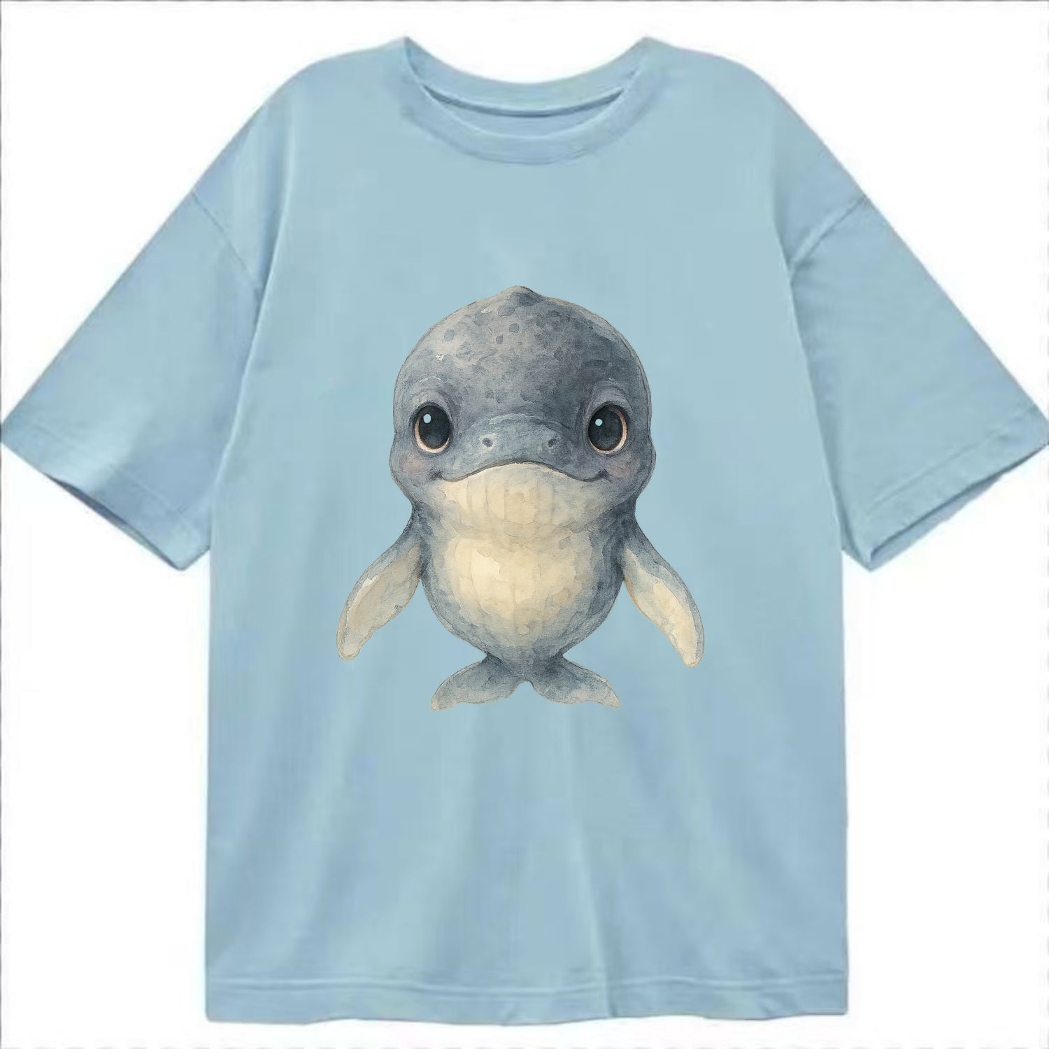 Baby Humpback Whale - dark gray with white flippers, large gentle eyes, - Classic T-shirt - Light Blue