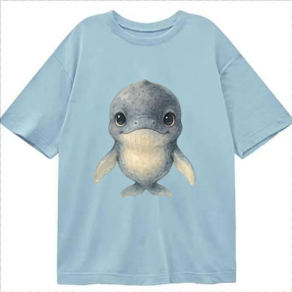 Baby Humpback Whale - dark gray with white flippers, large gentle eyes, - Classic T-shirt - Light Blue