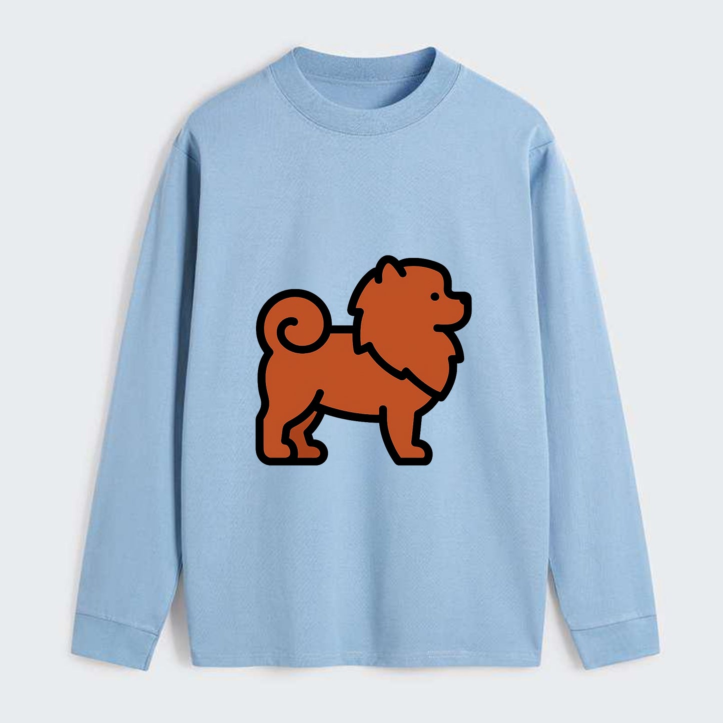 Chow Chow - Red fluffy flat side profile - Classic Long Sleeve Shirt - Light Blue