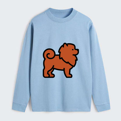 Chow Chow - Red fluffy flat side profile - Classic Long Sleeve Shirt - Light Blue