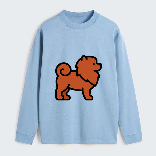 Chow Chow - Red fluffy flat side profile - Classic Long Sleeve Shirt - Light Blue