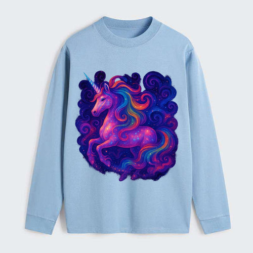 Magical unicorn with flowing rainbow gradient mane, iridescent horn - Classic Long Sleeve Shirt
