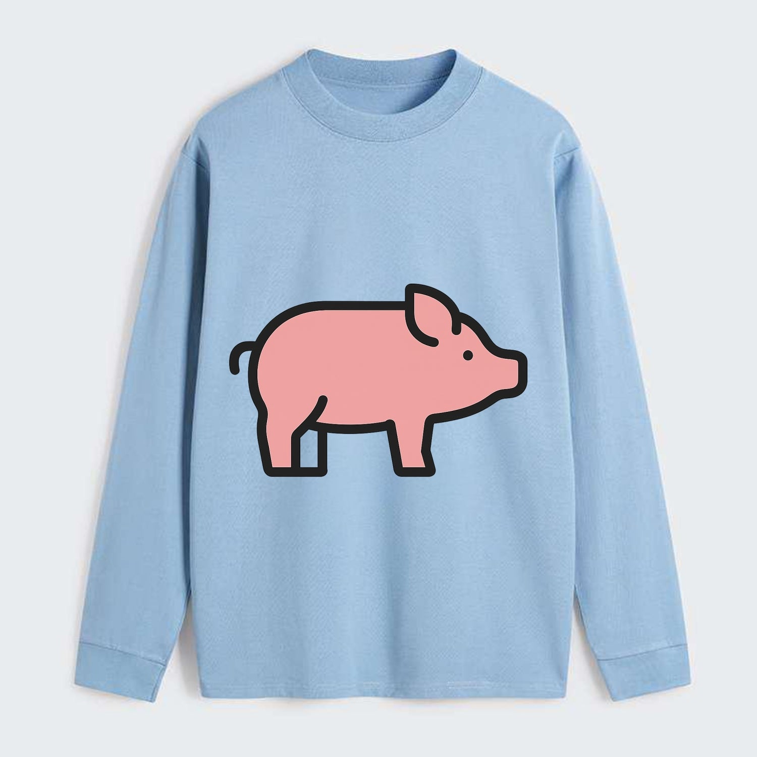 Pig - Pink farm pig flat side profile - Classic Long Sleeve Shirt - Light Blue