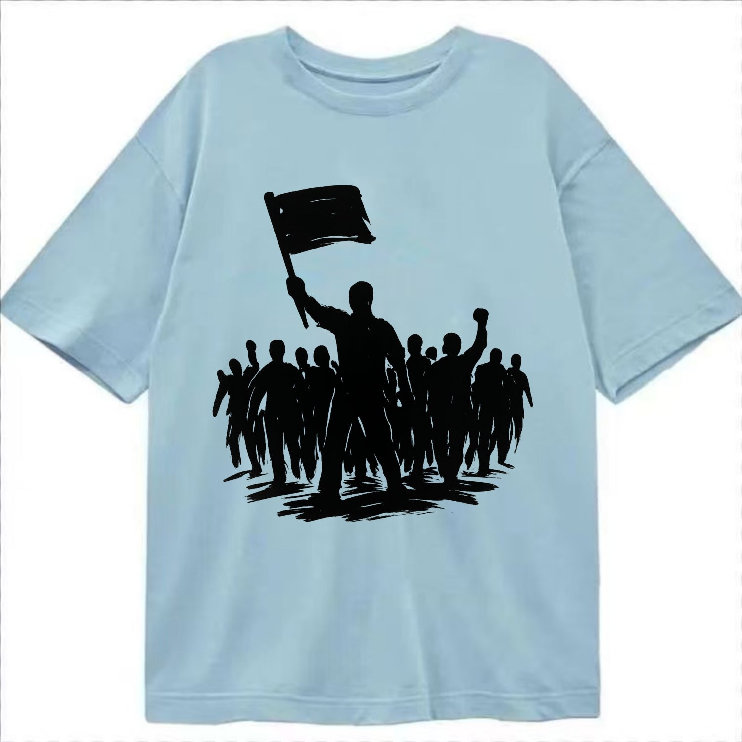 Crowd of protesters marching - solidarity movement ink painting - Classic T-shirt - Light Blue