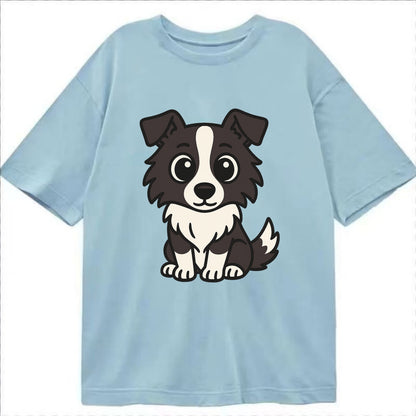 Border Collie - Intense stare sitting pose - Classic T-shirt - Light Blue