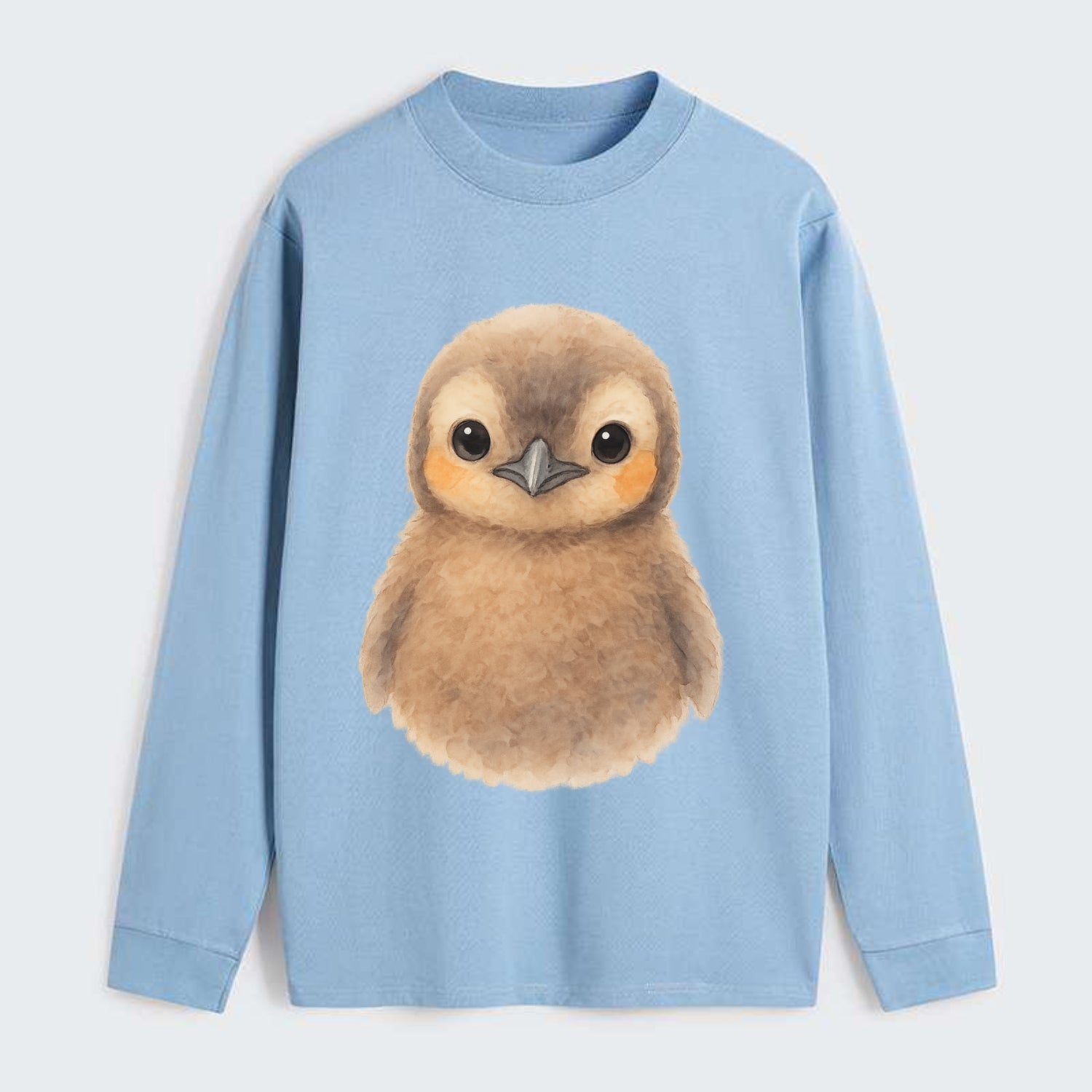Baby King Penguin - orange cheek patches, fluffy brown, large eyes, - Classic Long Sleeve Shirt - Light Blue
