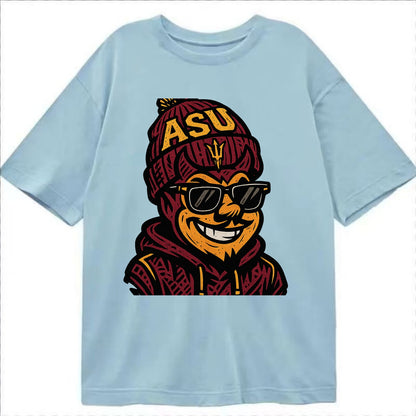 Tempe Sparky wearing Arizona State beanie with fork patch - Classic T-shirt - Light Blue