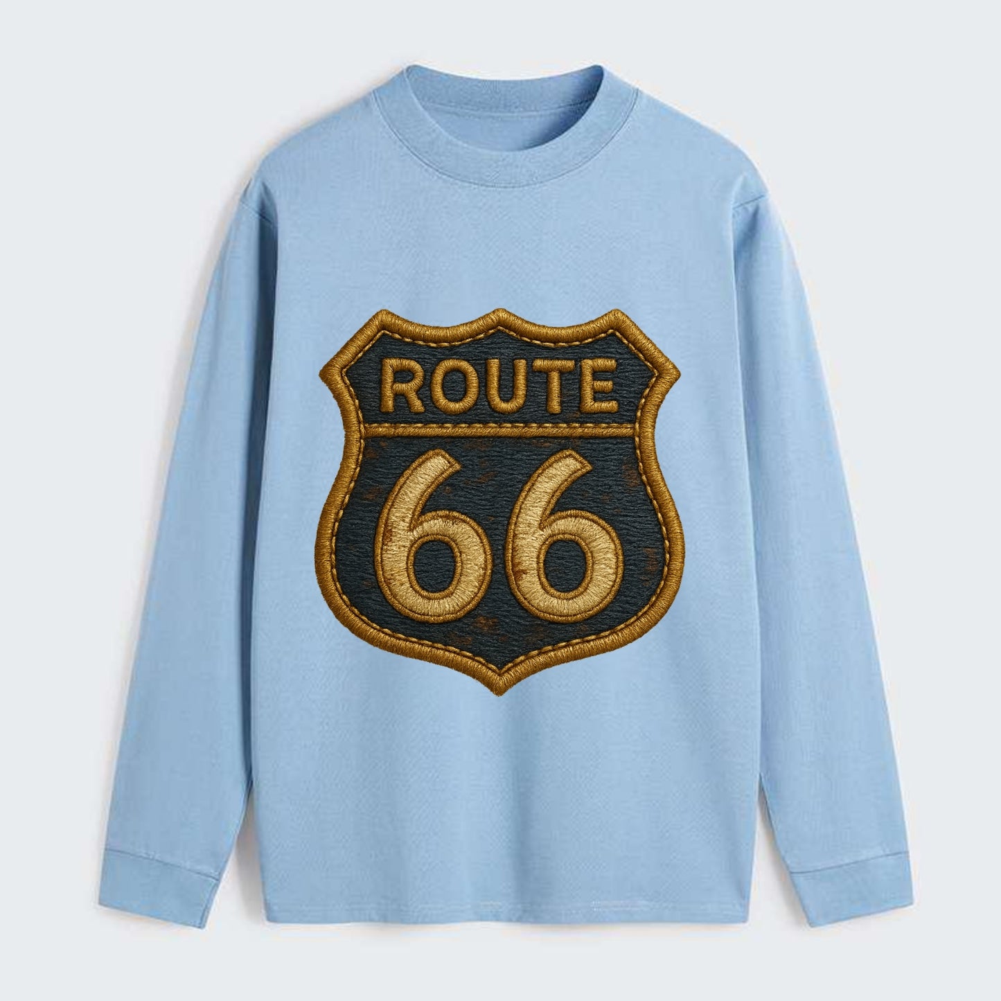 Route 66  - Classic Long Sleeve Shirt - Light Blue