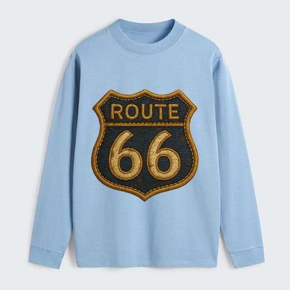 Route 66  - Classic Long Sleeve Shirt - Light Blue