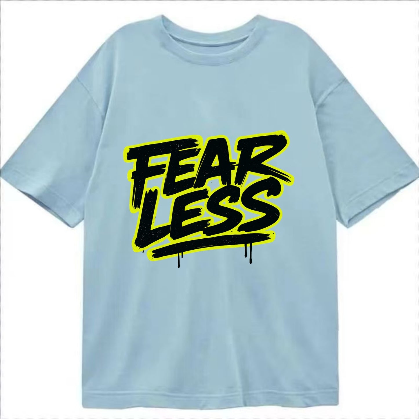 Bold typography design - "FEARLESS" - courage, bravery, facing challenges head on - Classic T-shirt - Light Blue