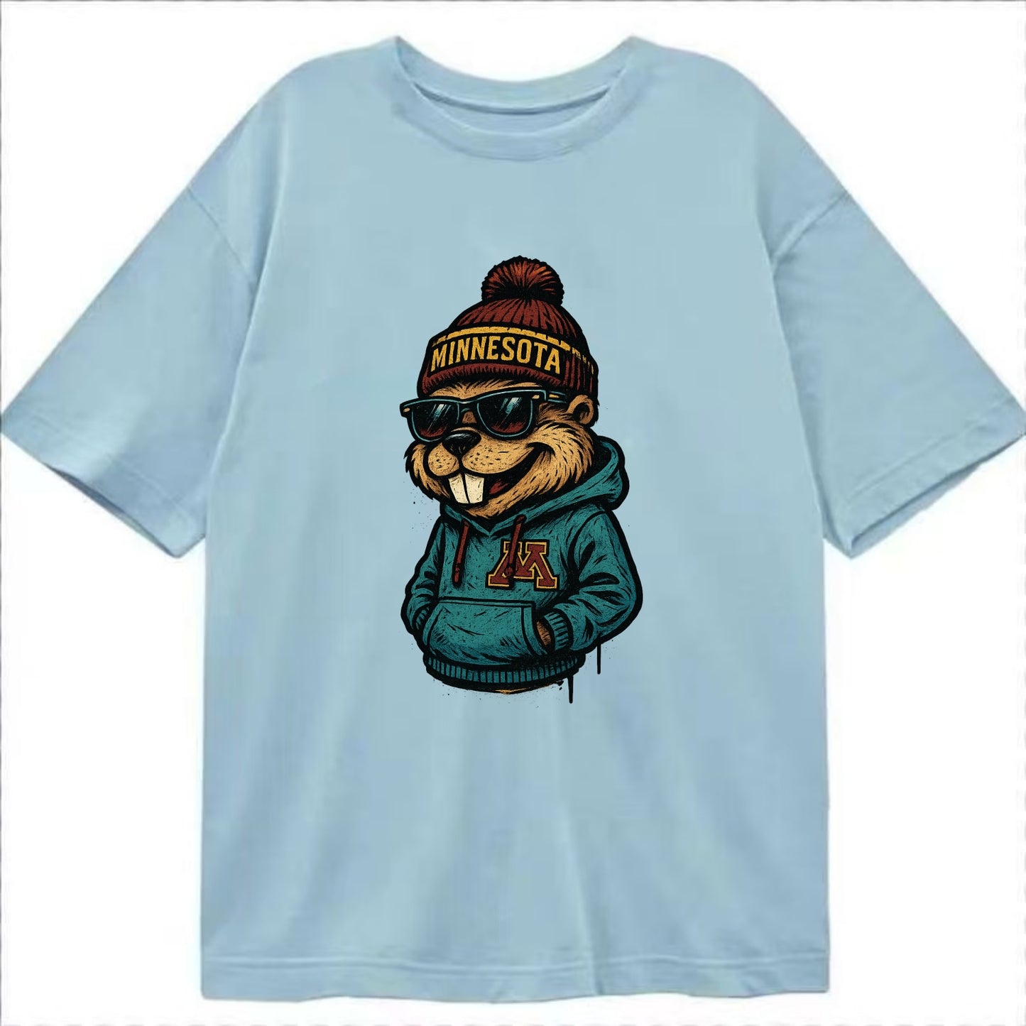 Minneapolis Gopher wearing Minnesota beanie with M patch - Classic T-shirt - Light Blue