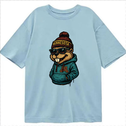 Minneapolis Gopher wearing Minnesota beanie with M patch - Classic T-shirt - Light Blue