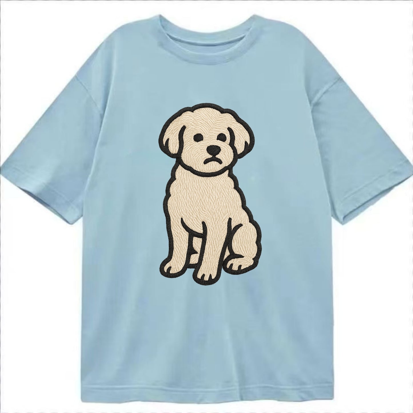 Maltipoo - White curly sitting pose - Cl Classic T-shirt - Light Blue