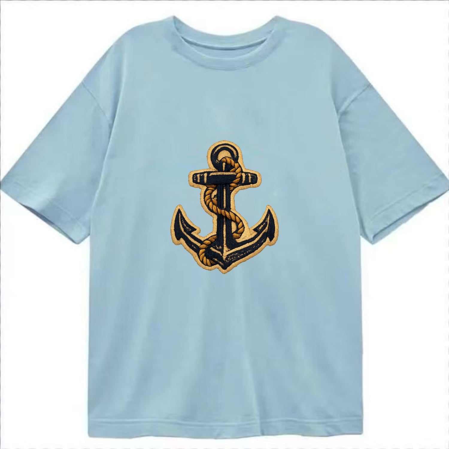 ANCHOR ROPE - classic anchor with rope in navy and gold , sailor - Classic T-shirt - Light Blue
