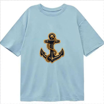 ANCHOR ROPE - classic anchor with rope in navy and gold , sailor - Classic T-shirt - Light Blue