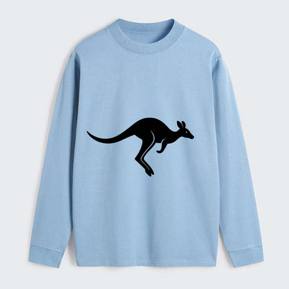 Kangaroo leaping across outback - Classic Long Sleeve Shirt - Light Blue