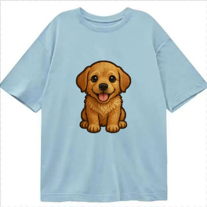 Baby Golden Retriever Puppy - fluffy golden fur, big brown eyes, pink tongue, - Classic T-shirt - Light Blue