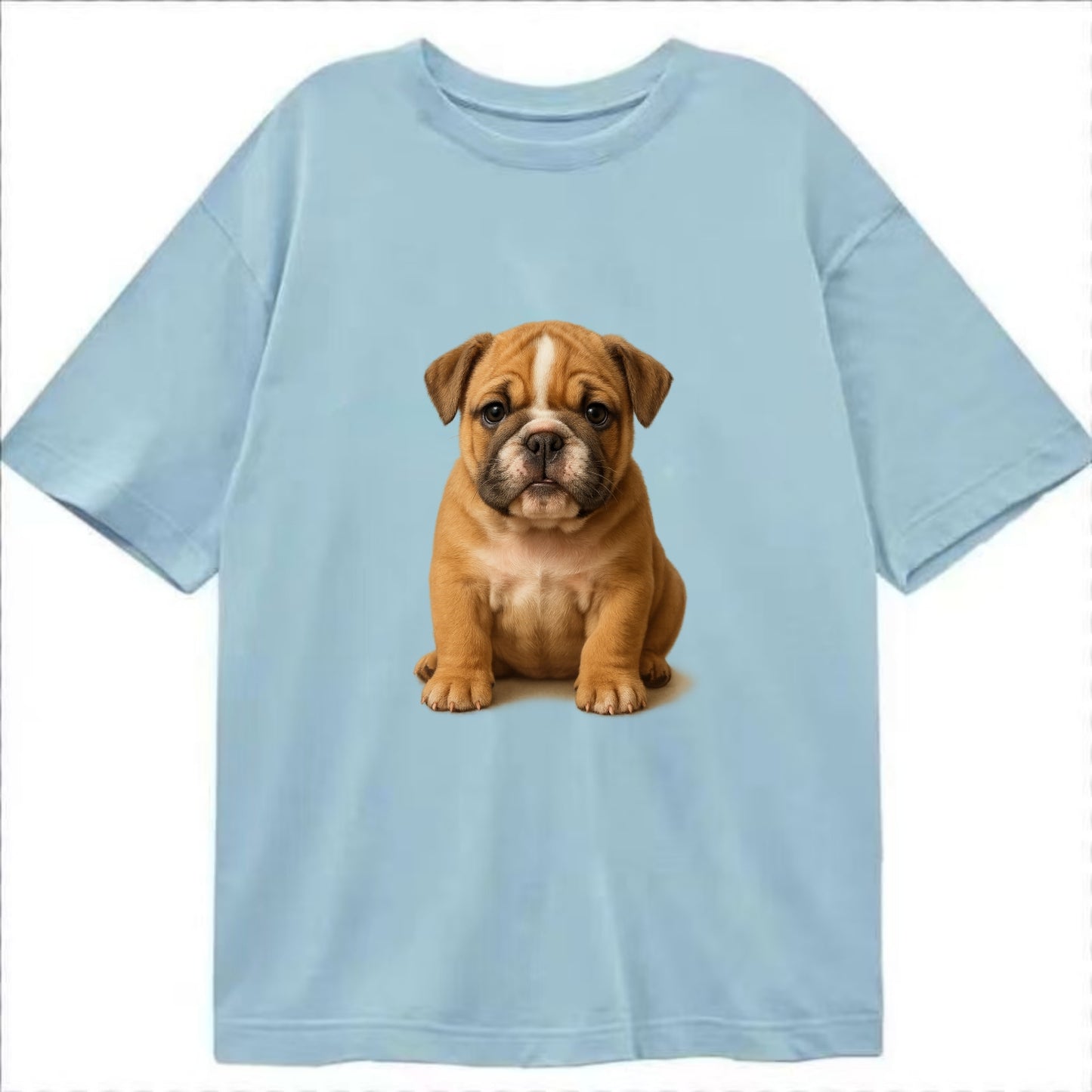 Baby Bulldog Puppy - wrinkly face, underbite, stocky body, gentle eyes, - Classic T-shirt - Light Blue