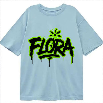Bold typography design - "FLORA" - plant life, blooming - Classic T-shirt - Light Blue
