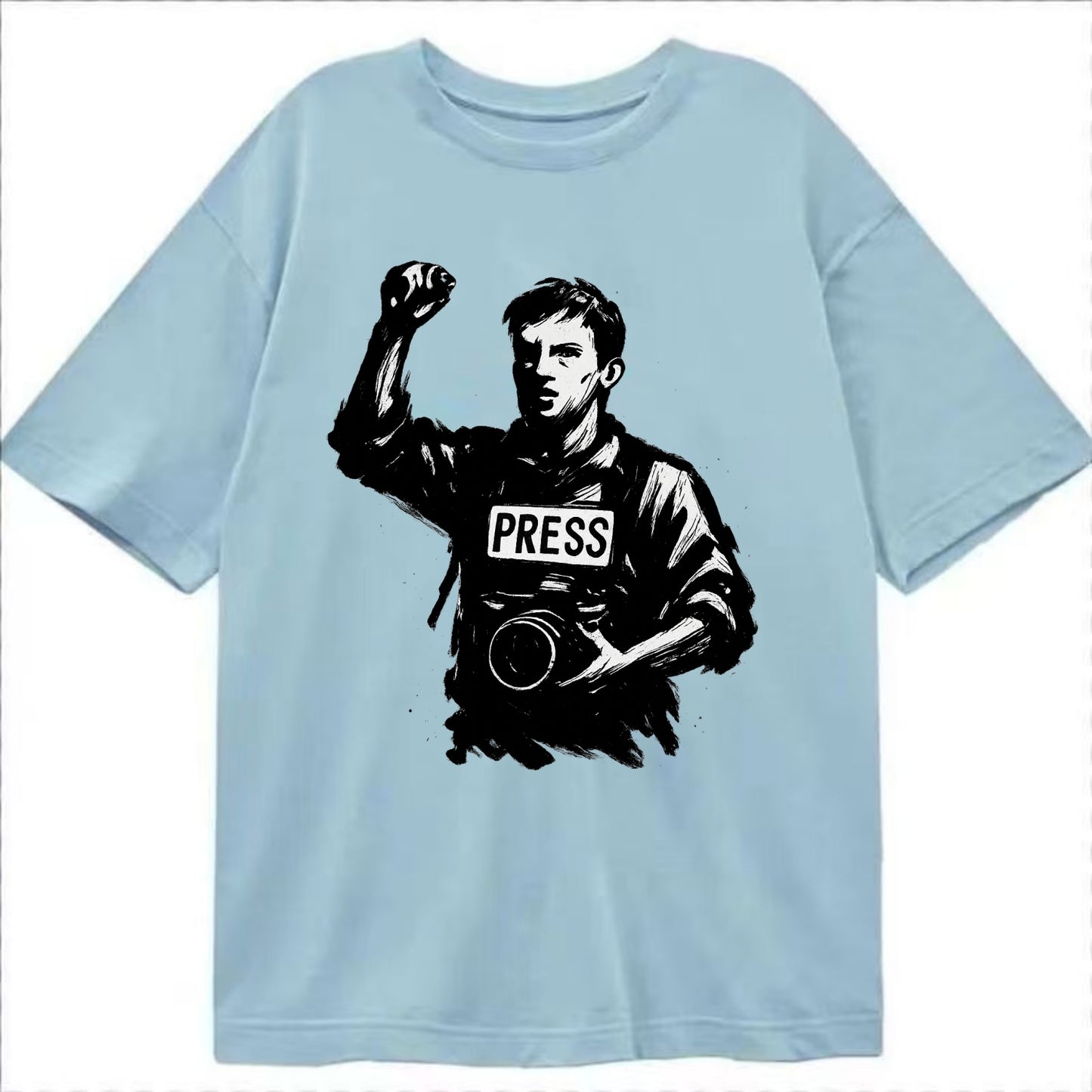 Journalist with camera - press freedom ink painting - Classic T-shirt - Light Blue