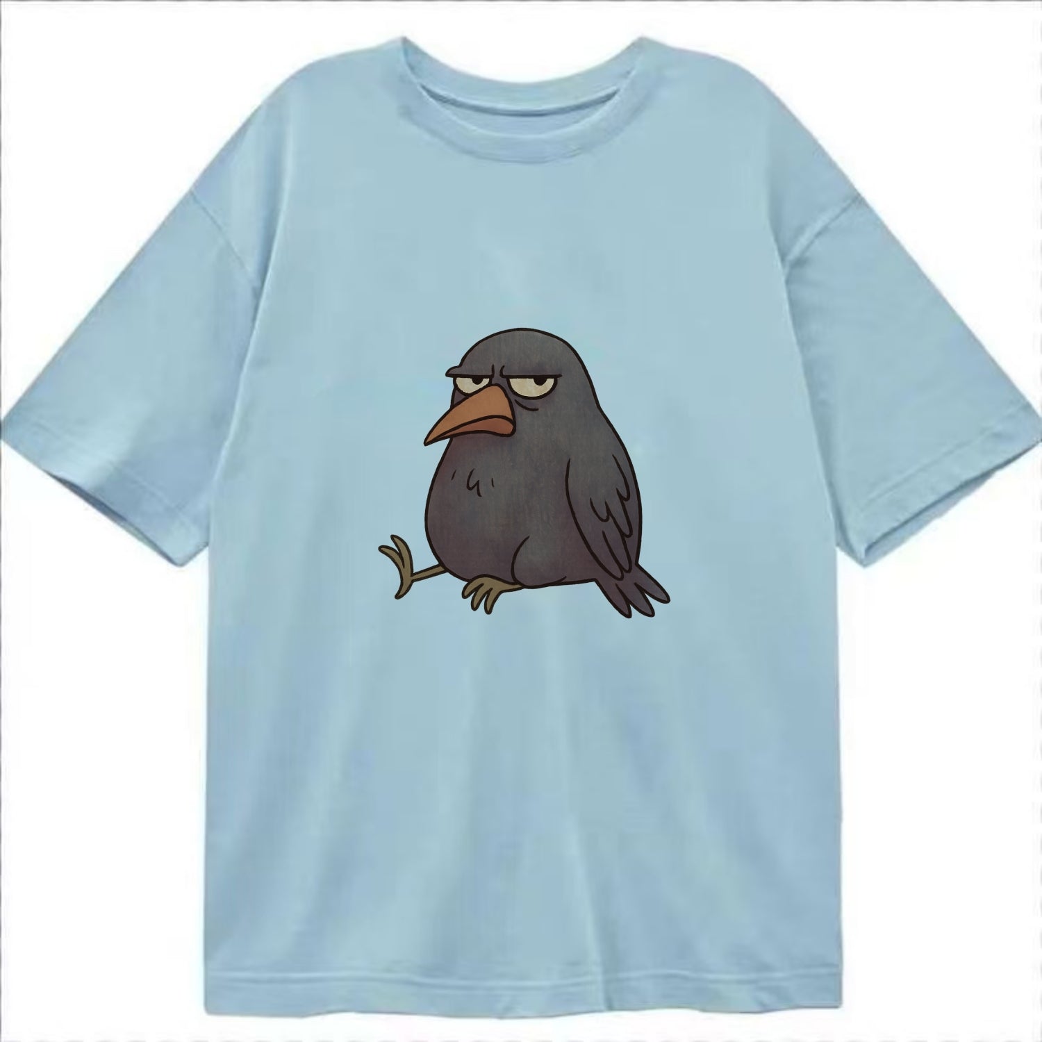 THE CROW JUDGES SILENTLY | Black crow with disapproving look - Classic T-shirt - Light Blue