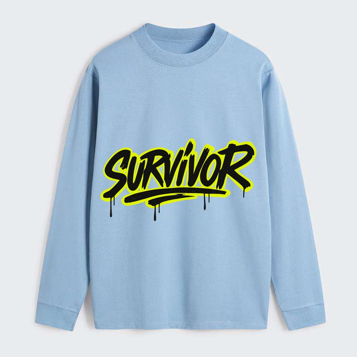 Bold typography design - "SURVIVOR" - overcomer, still standing, made - Classic Long Sleeve Shirt - Light Blue