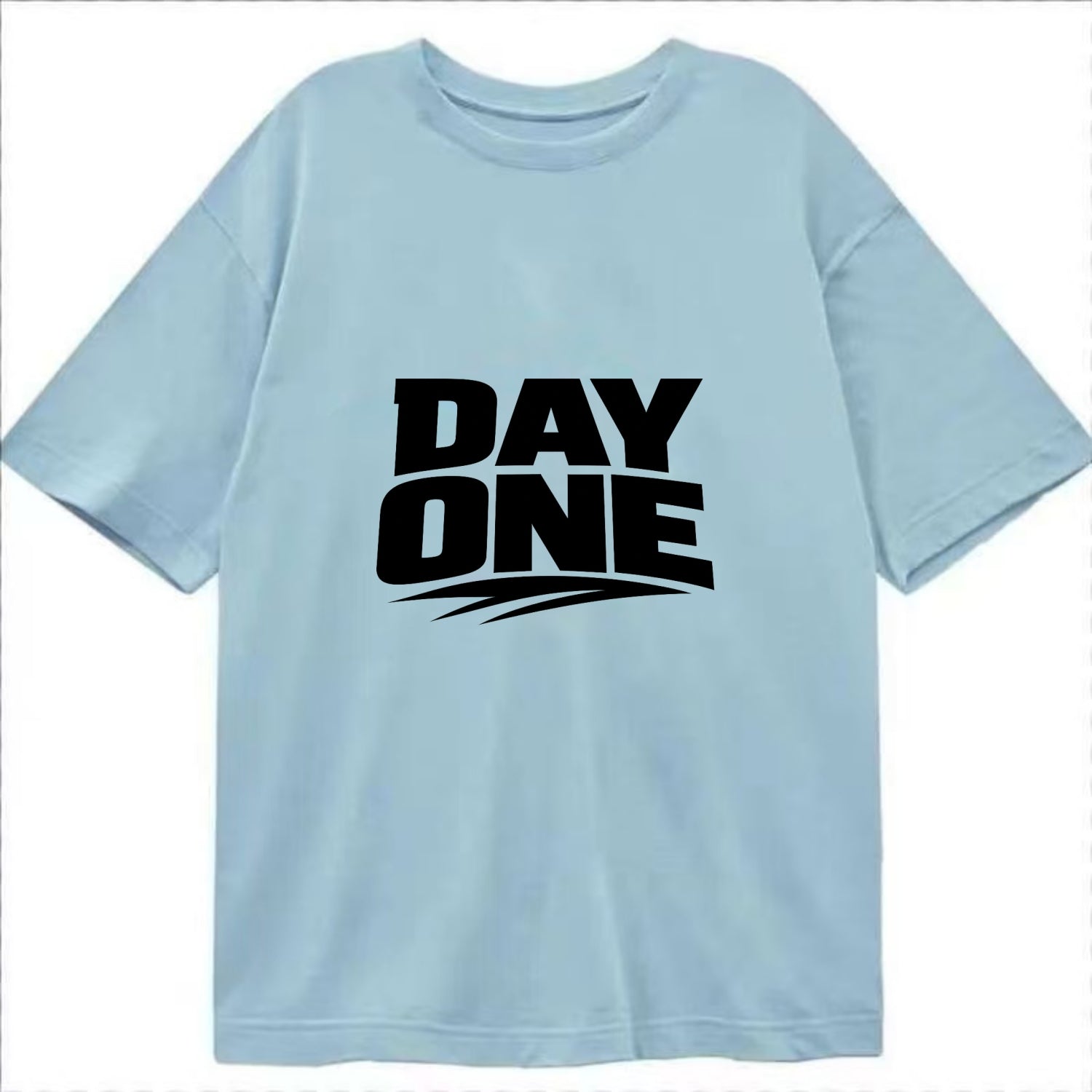 Bold typography design - "DAY ONE" - original friend, from the start - Classic T-shirt - Light Blue