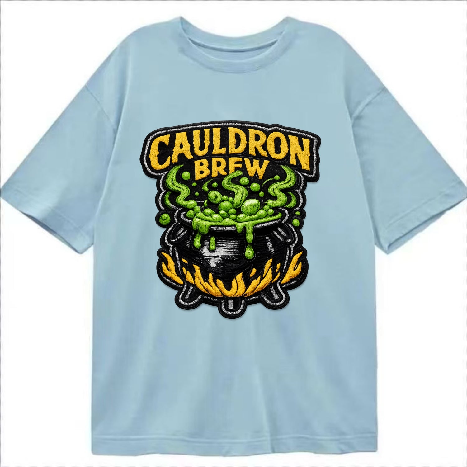CAULDRON BREW - bubbling pot in black and green , witch craft - Classic T-shirt - Light Blue