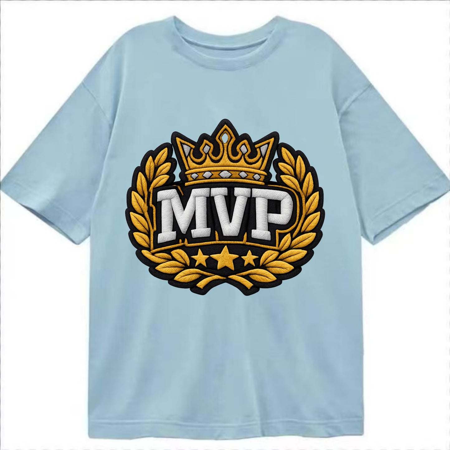 MVP CROWN - crown with laurels in gold , most valuable - Classic T-shirt - Light Blue
