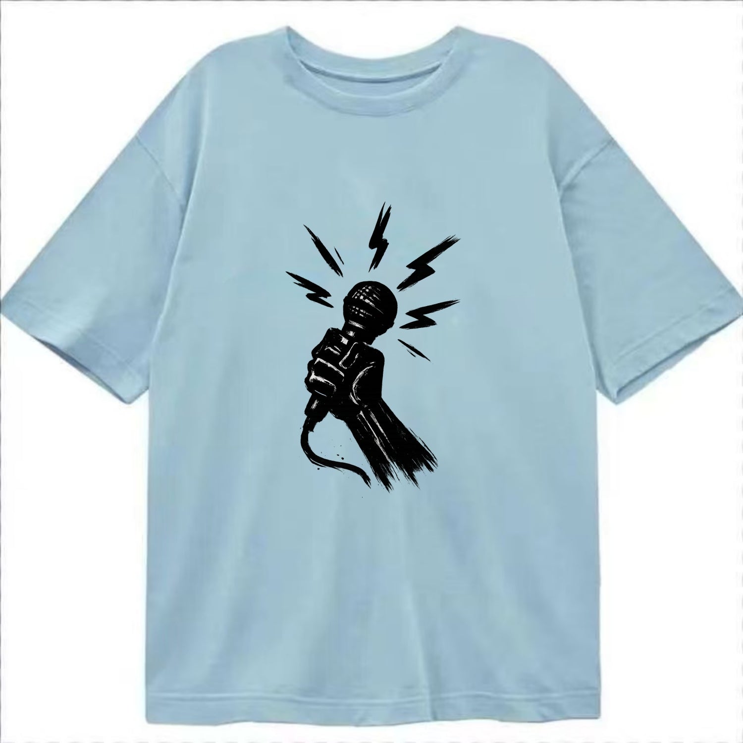 Microphone with sound waves - freedom of speech ink art - Classic T-shirt - Light Blue