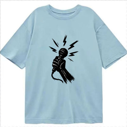 Microphone with sound waves - freedom of speech ink art - Classic T-shirt - Light Blue