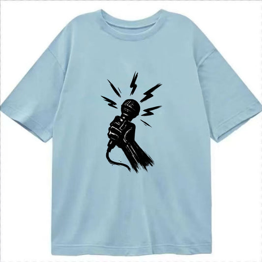 Microphone with sound waves - freedom of speech ink art - Classic T-shirt - Light Blue
