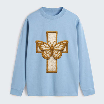 Resurrection Cross  - Classic Long Sleeve Shirt - Light Blue