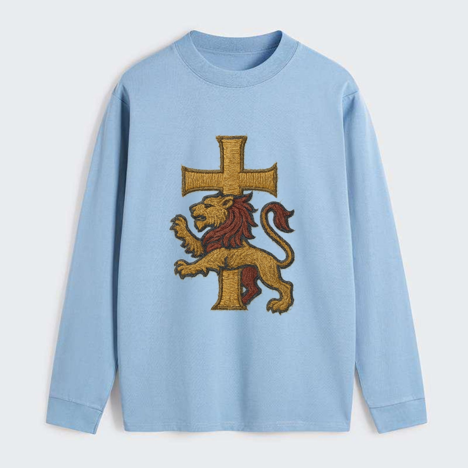 Lion and Cross  - Classic Long Sleeve Shirt - Light Blue