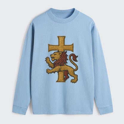 Lion and Cross  - Classic Long Sleeve Shirt - Light Blue